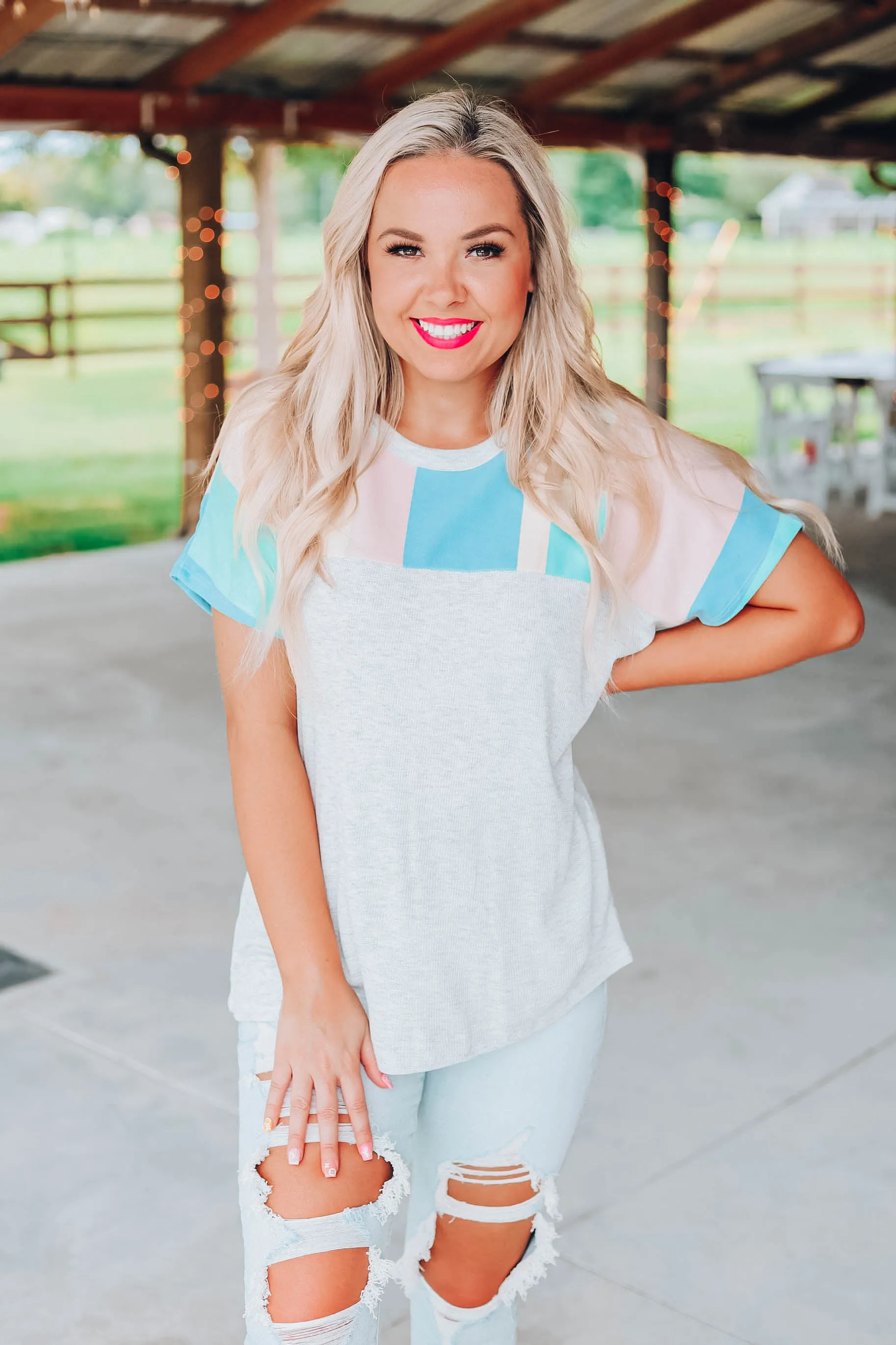Pastel Mix Color Block Top
