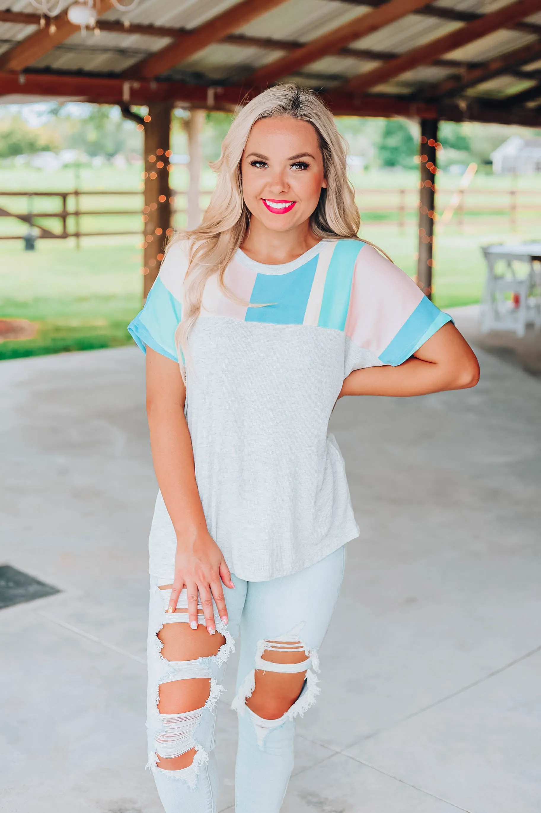 Pastel Mix Color Block Top
