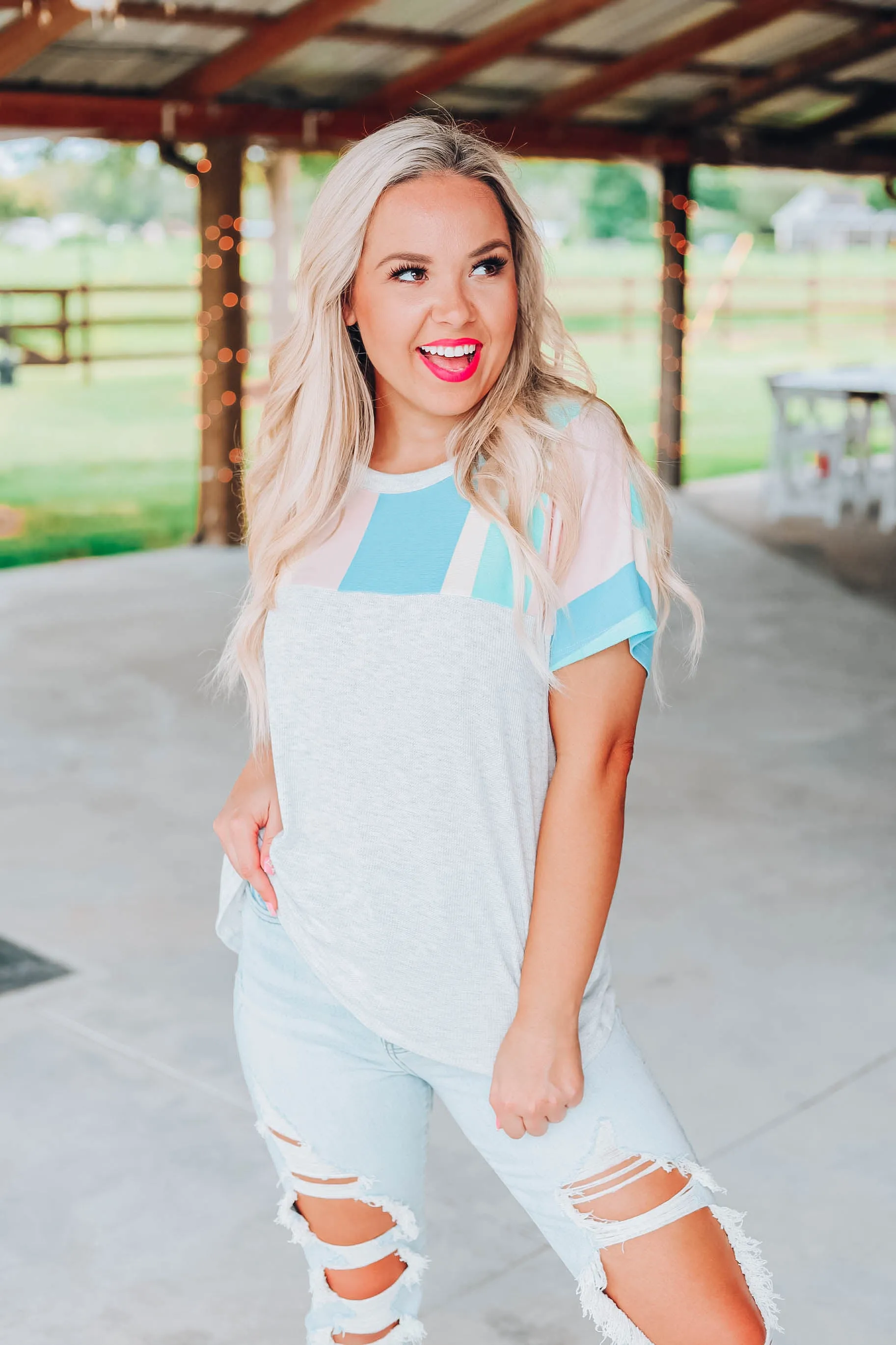 Pastel Mix Color Block Top