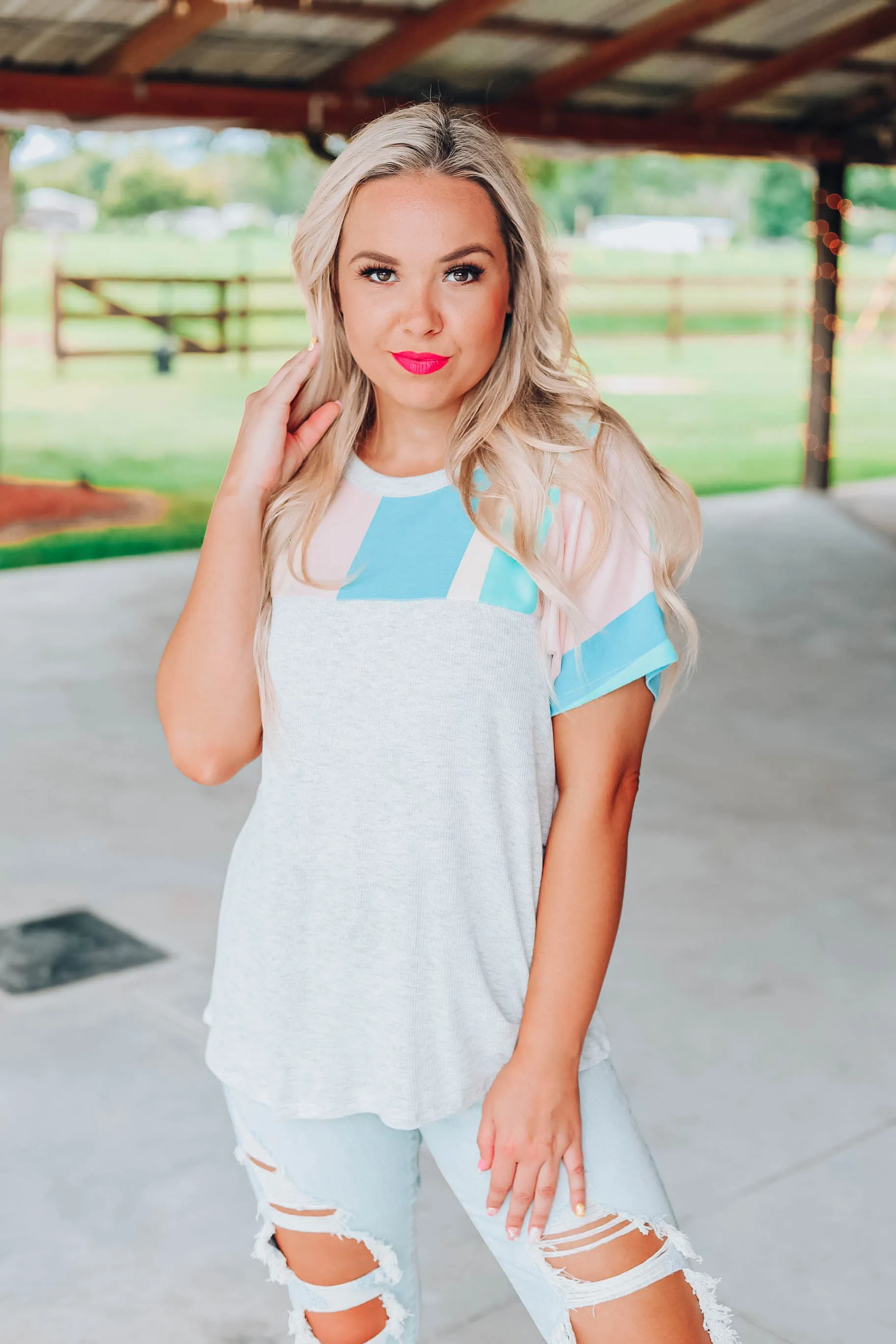 Pastel Mix Color Block Top