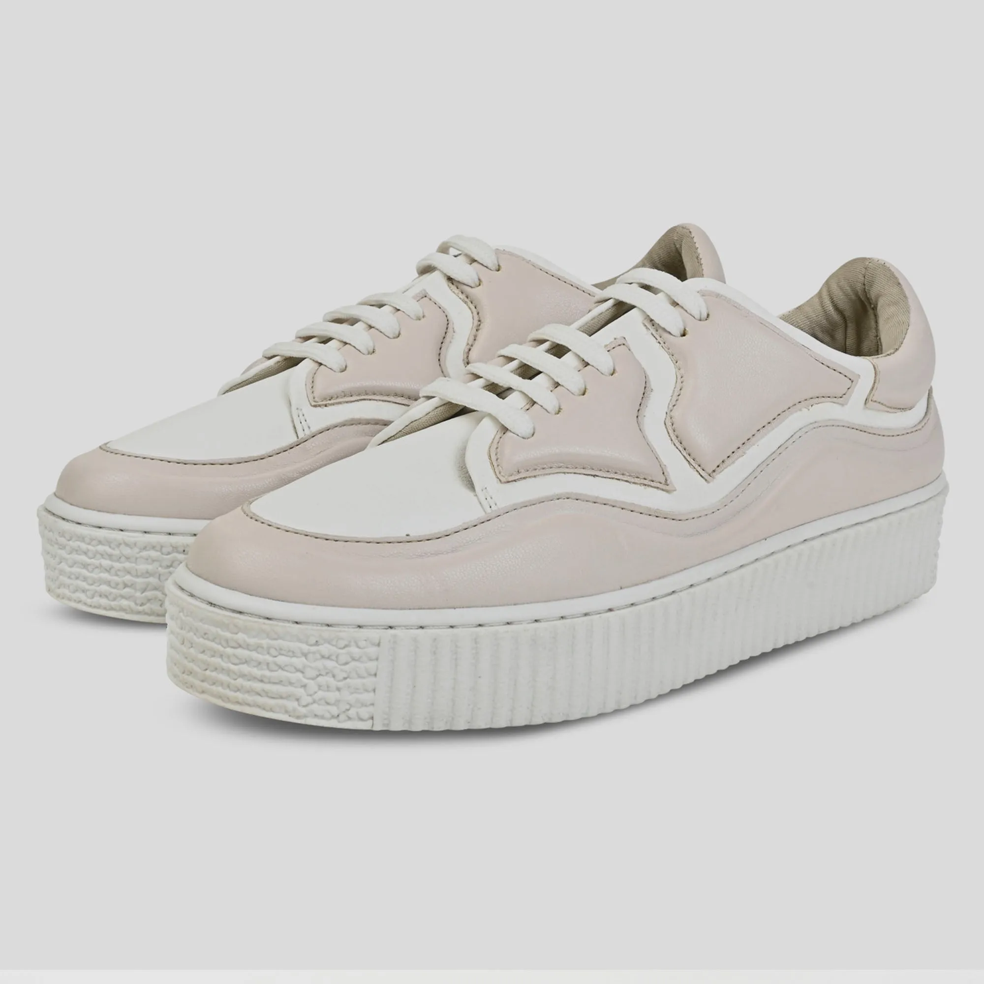 Patchworked Platform Sneakers- Blush