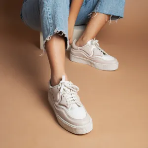 Patchworked Platform Sneakers- Blush