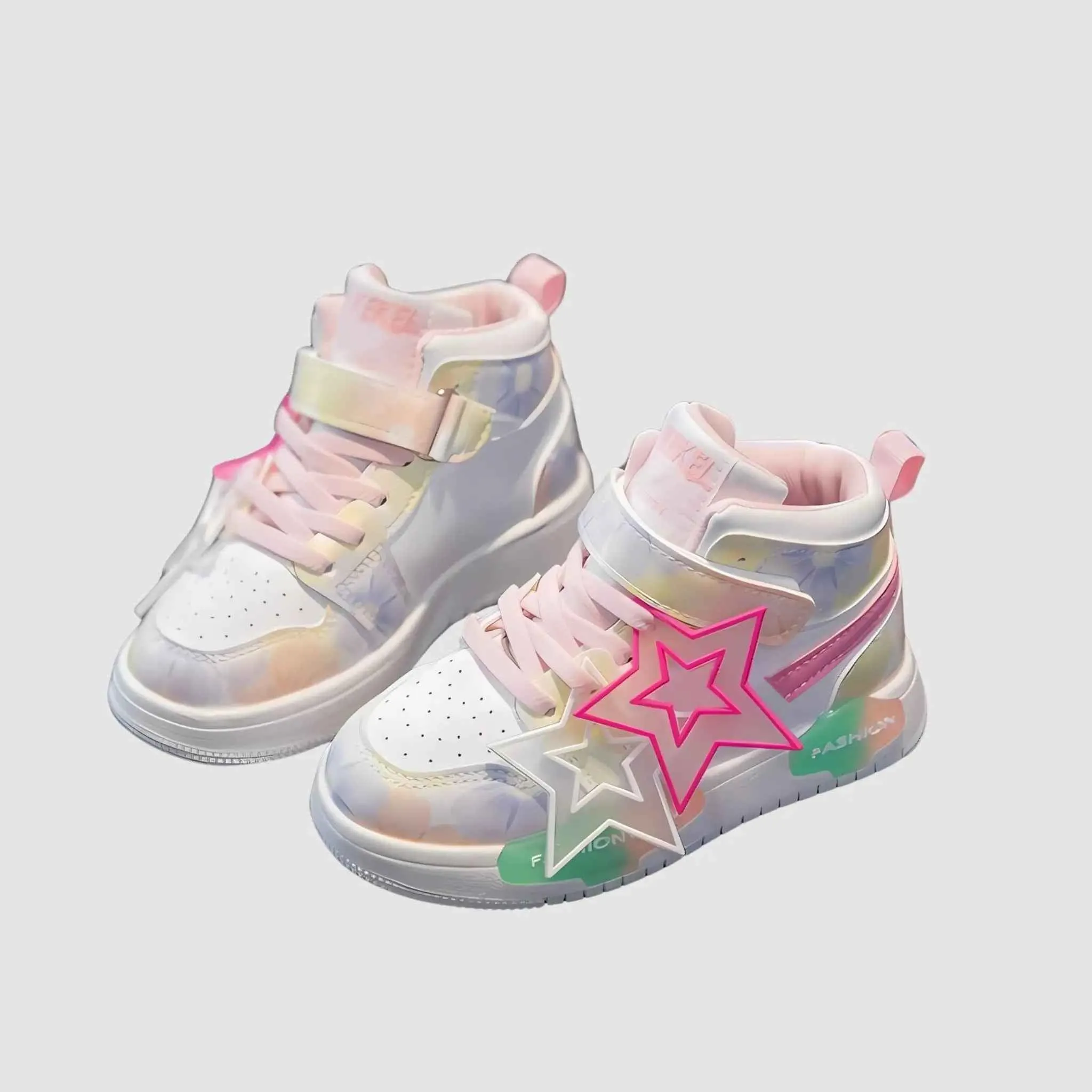Pink Star High-Tops Sneakers