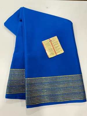 Plain Mysoore Silk Saree with Golden Border