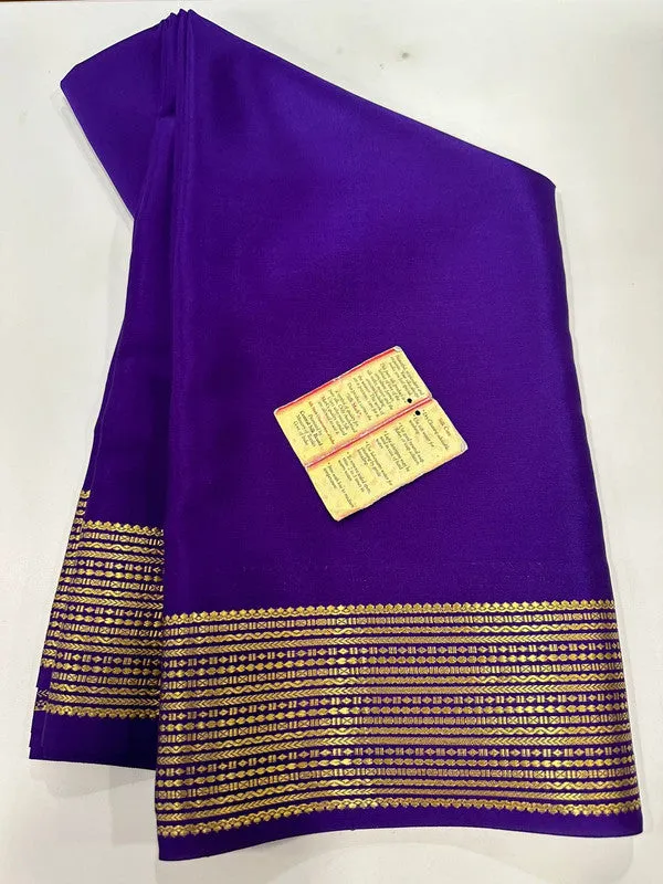 Plain Mysoore Silk Saree with Golden Border