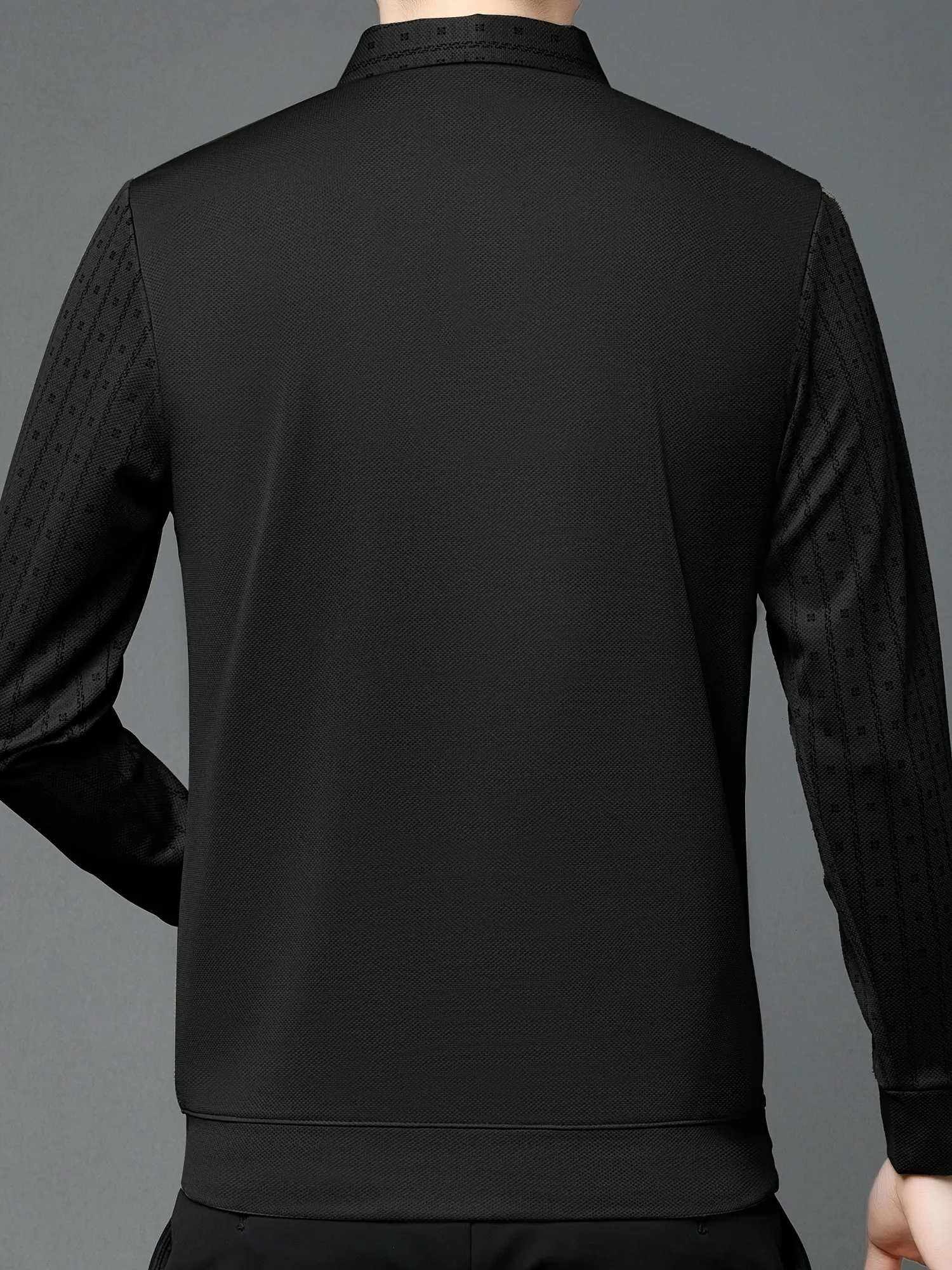 Polonik - Heren Poloshirt met Lange Mouwen, V-Hals Vest Ontwerp en Mouwpatroon