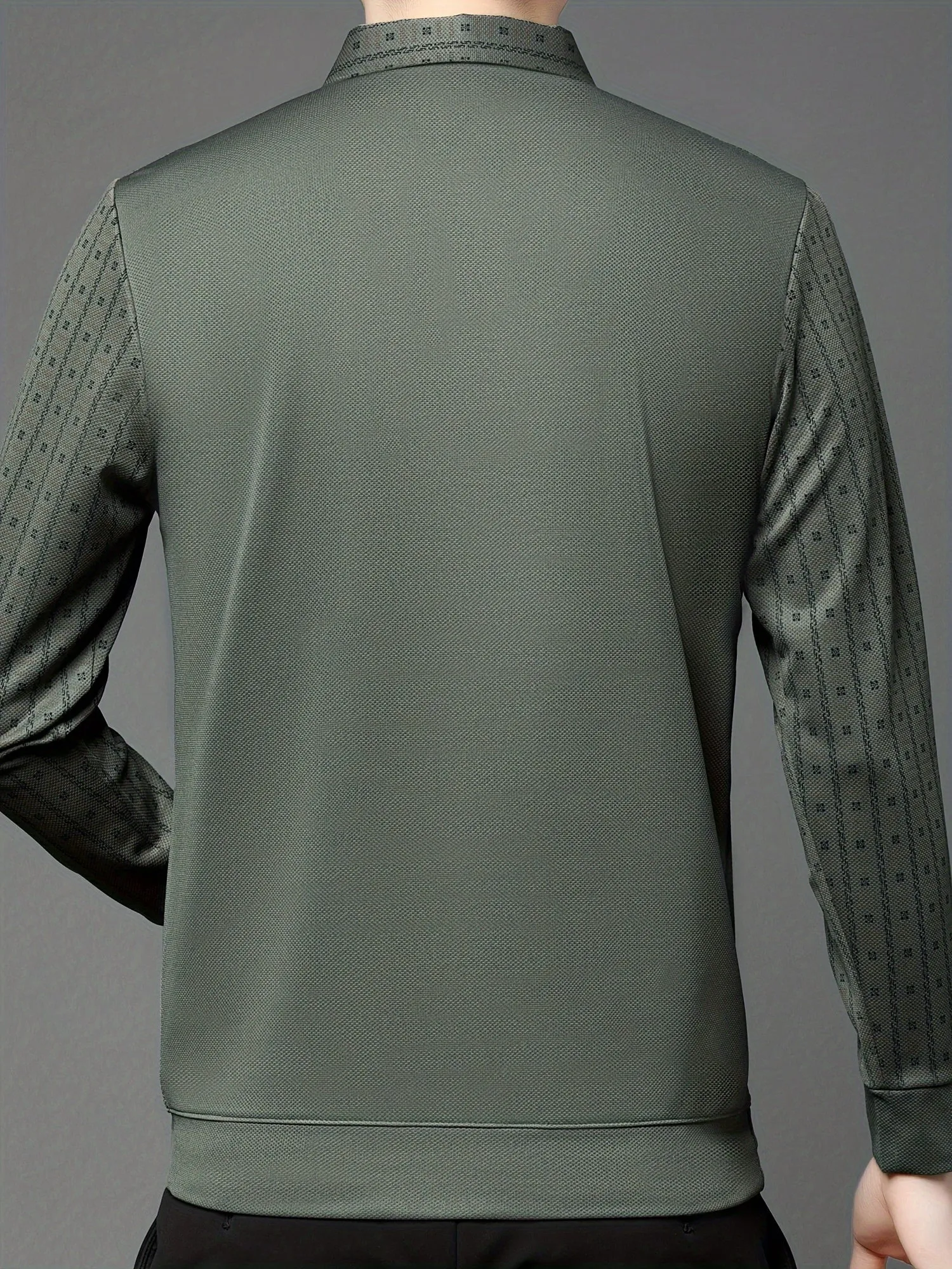 Polonik - Heren Poloshirt met Lange Mouwen, V-Hals Vest Ontwerp en Mouwpatroon