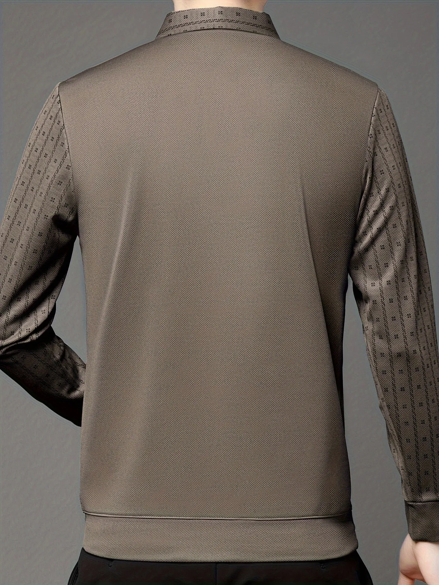Polonik - Heren Poloshirt met Lange Mouwen, V-Hals Vest Ontwerp en Mouwpatroon