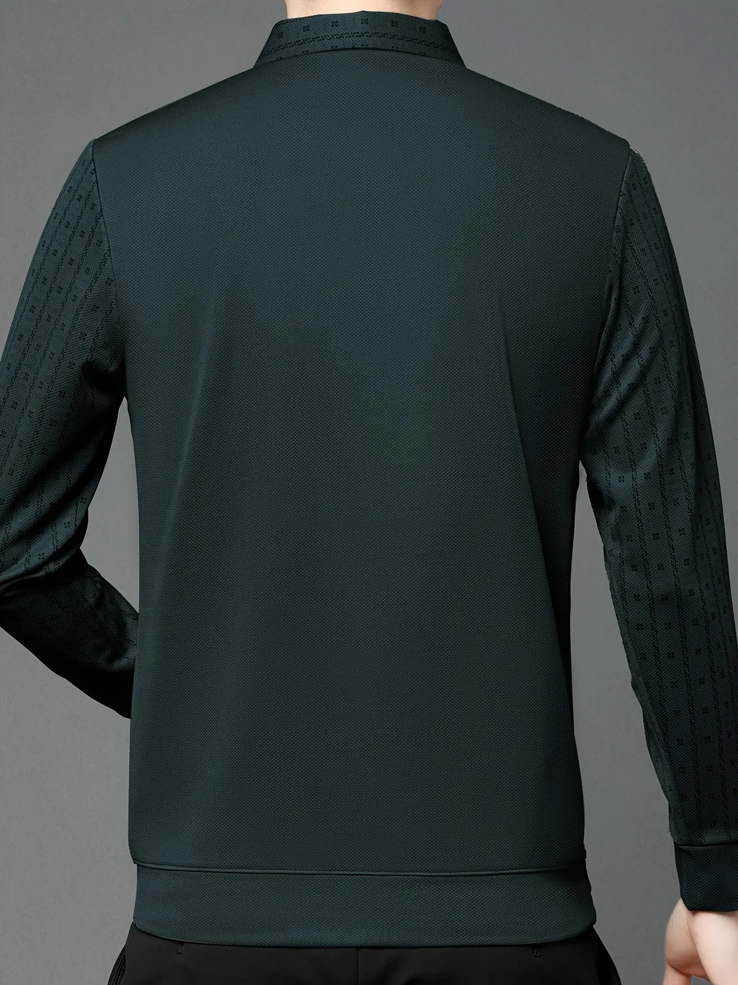 Polonik - Heren Poloshirt met Lange Mouwen, V-Hals Vest Ontwerp en Mouwpatroon