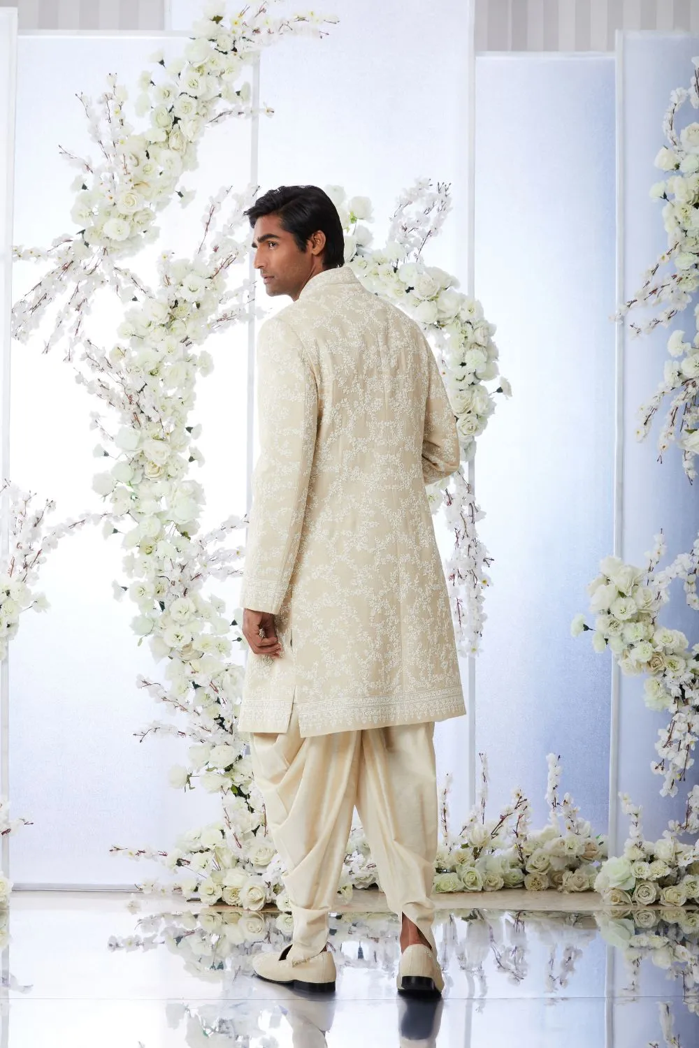 Powder Beige Sherwani Set