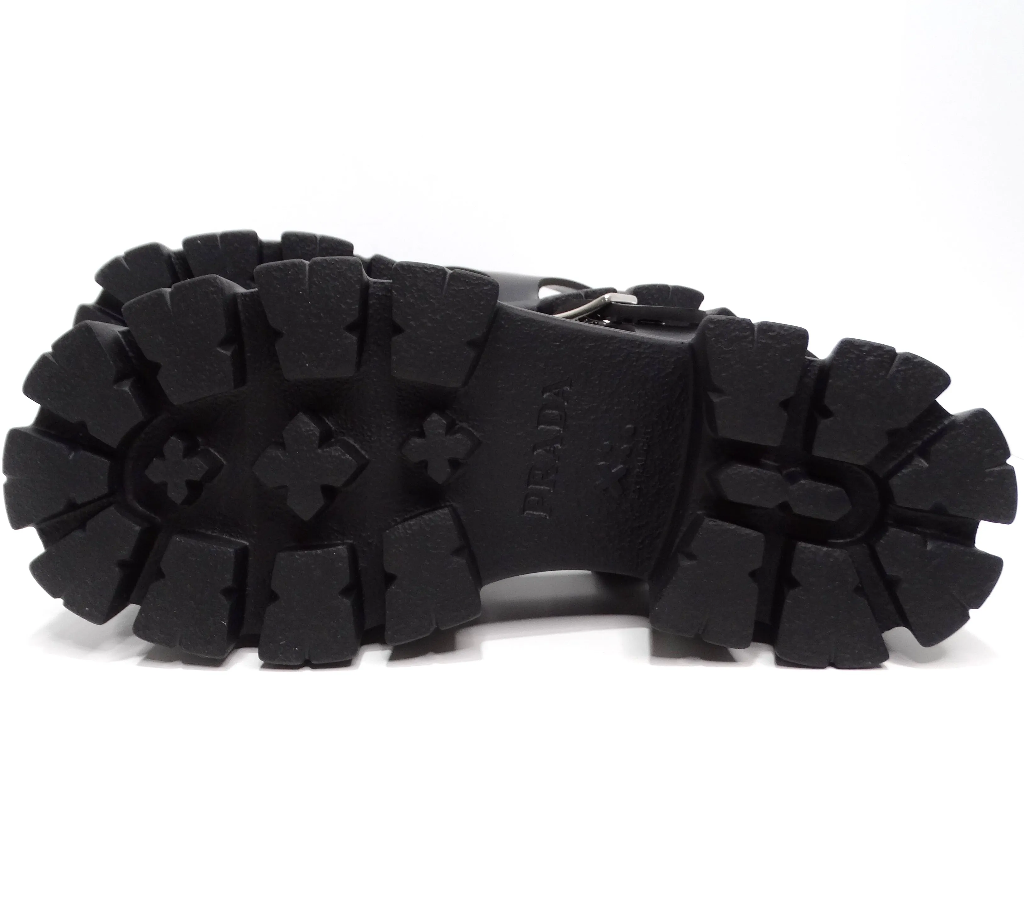 Prada Black Rubber Caged Slingback Platform Sandals