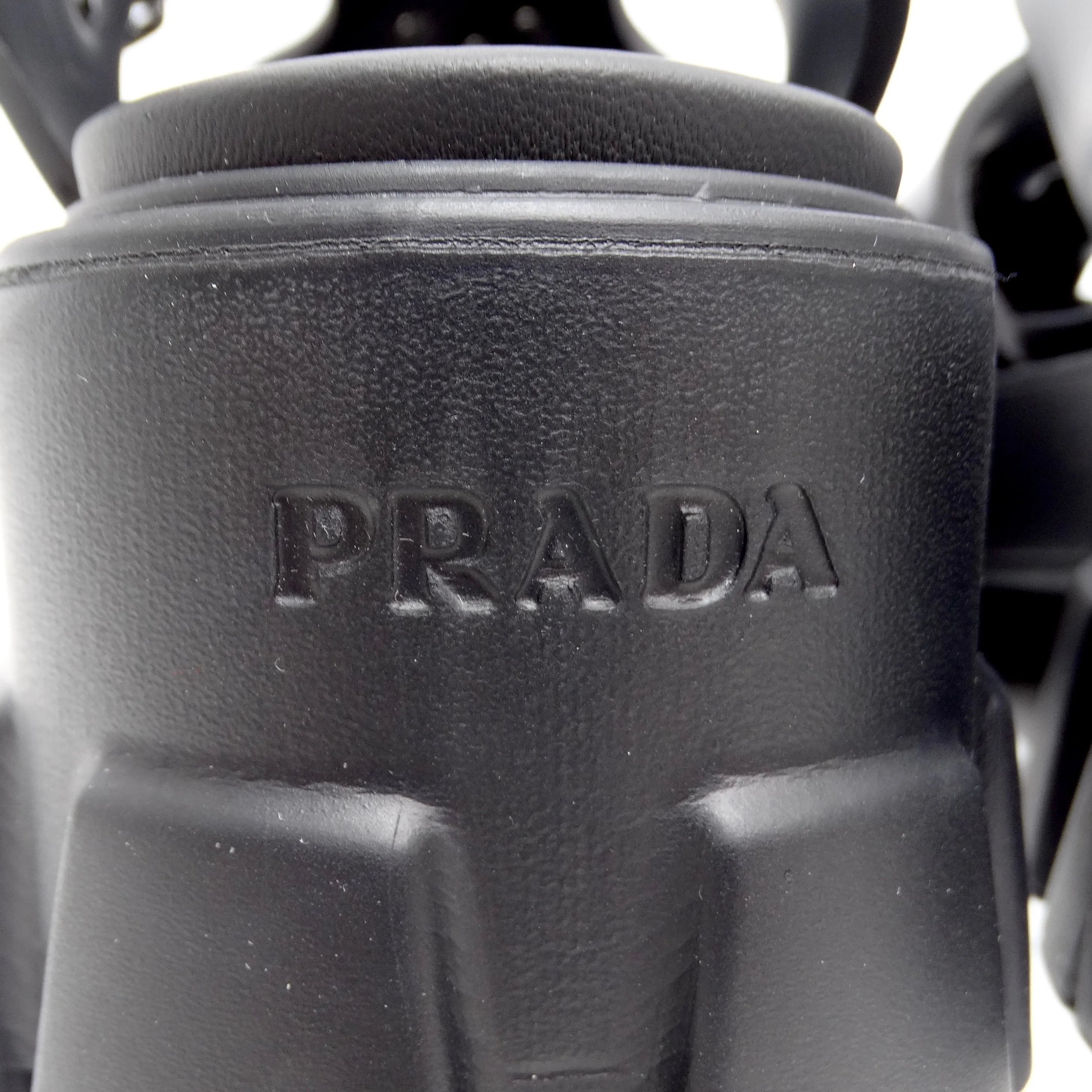 Prada Black Rubber Caged Slingback Platform Sandals