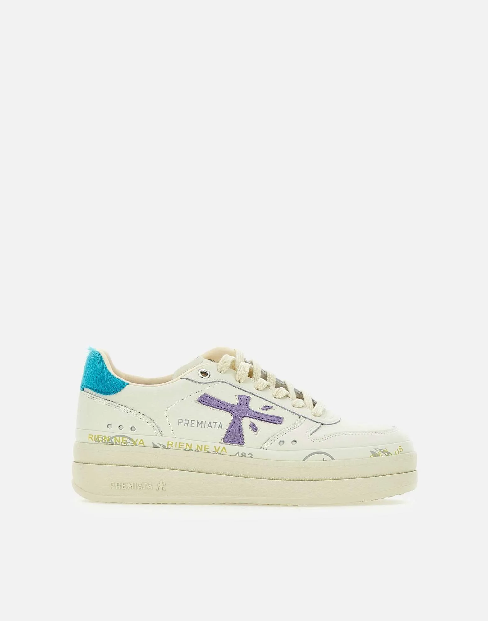 Premiata Micol7443 Beige turkoslila sneakers