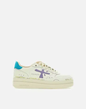 Premiata Micol7443 Beige turkoslila sneakers