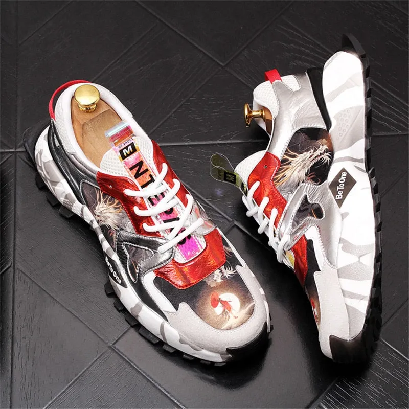 Printed Men Shoes Zapatos De Hombre Fashion Young Mans Footwear Comfortable Chaussure Homme