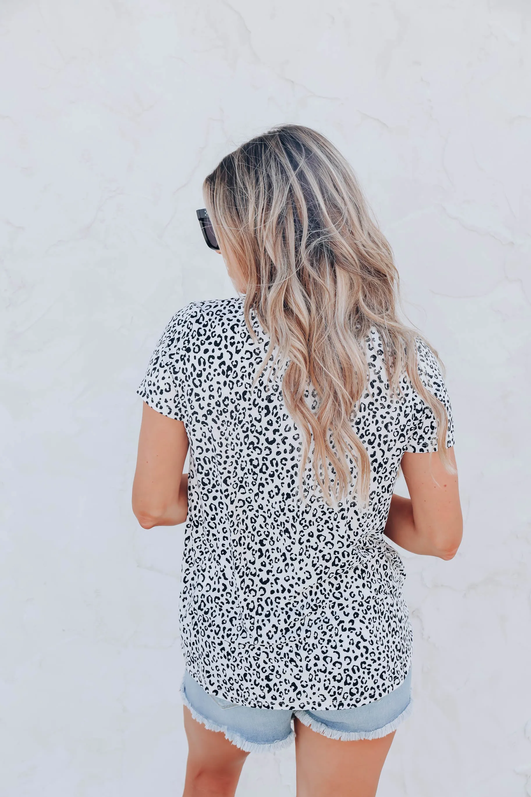 Prowling Around Surplice Print Top - Ivory/Black