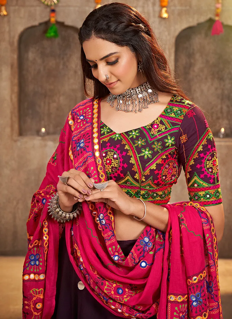 Purple And Pink Kutchi Embroidered Rajwadi Chaniya Choli