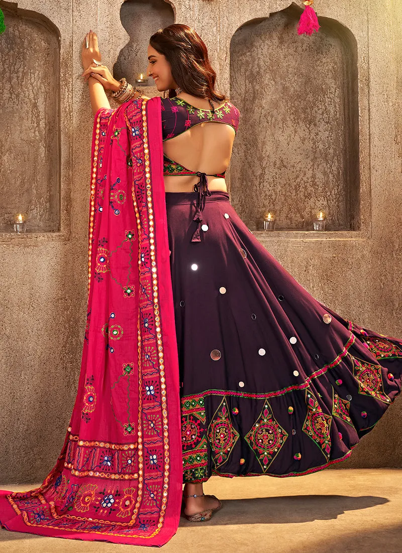 Purple And Pink Kutchi Embroidered Rajwadi Chaniya Choli
