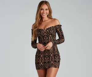 Regal Glam Off Charming The Shoulder Bodycon