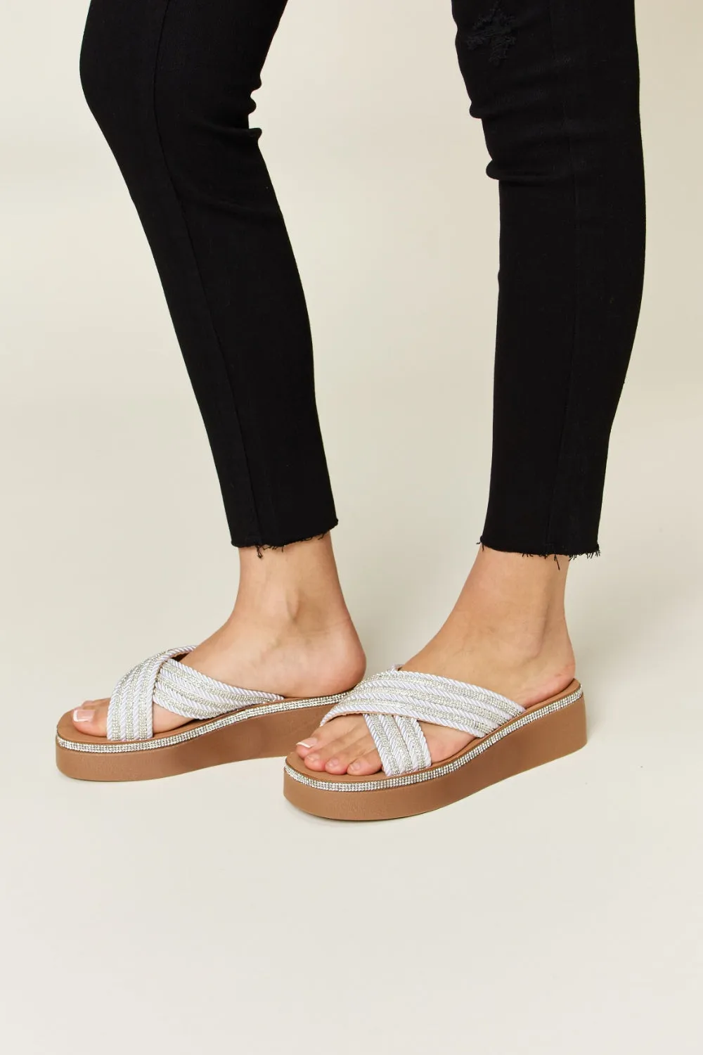 Rhinestone Platform Wedge Sandals ONLINE EXCLUSIVE