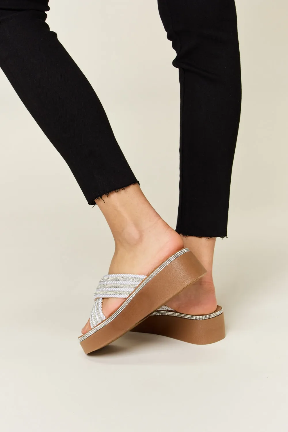 Rhinestone Platform Wedge Sandals ONLINE EXCLUSIVE