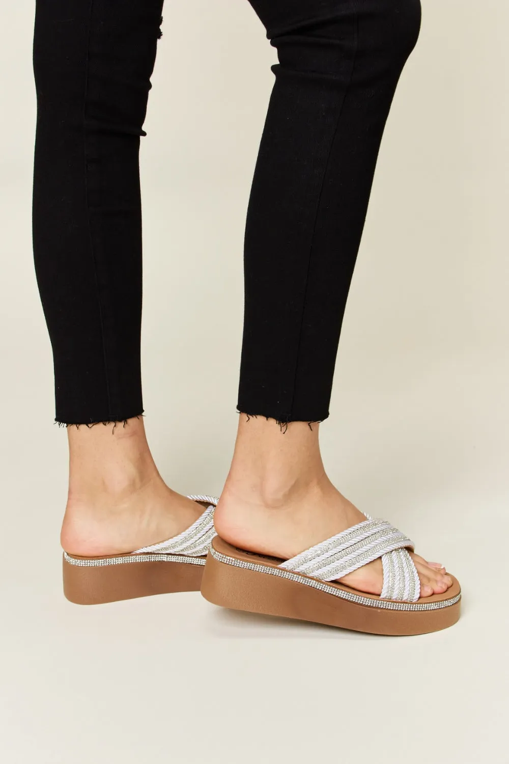 Rhinestone Platform Wedge Sandals ONLINE EXCLUSIVE