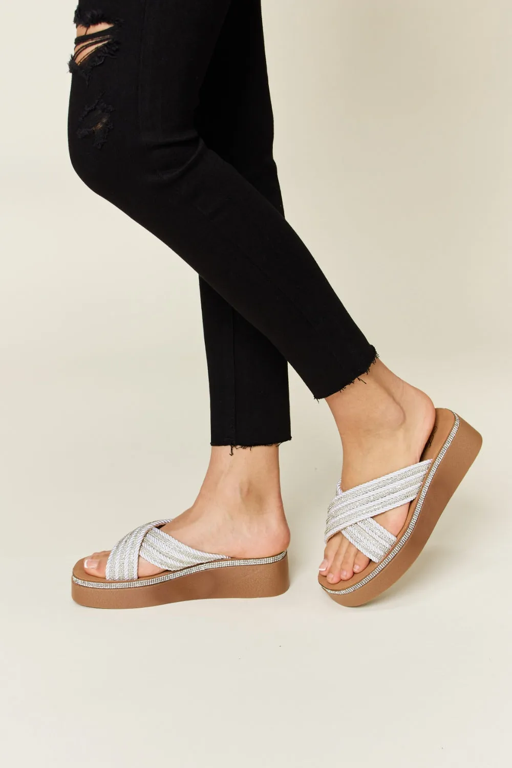 Rhinestone Platform Wedge Sandals ONLINE EXCLUSIVE