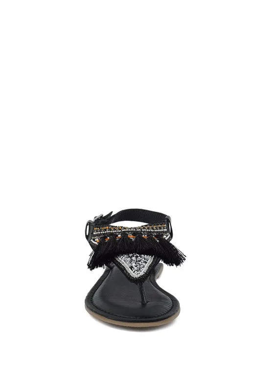 Risha Genuine Leather Tassel Sandals