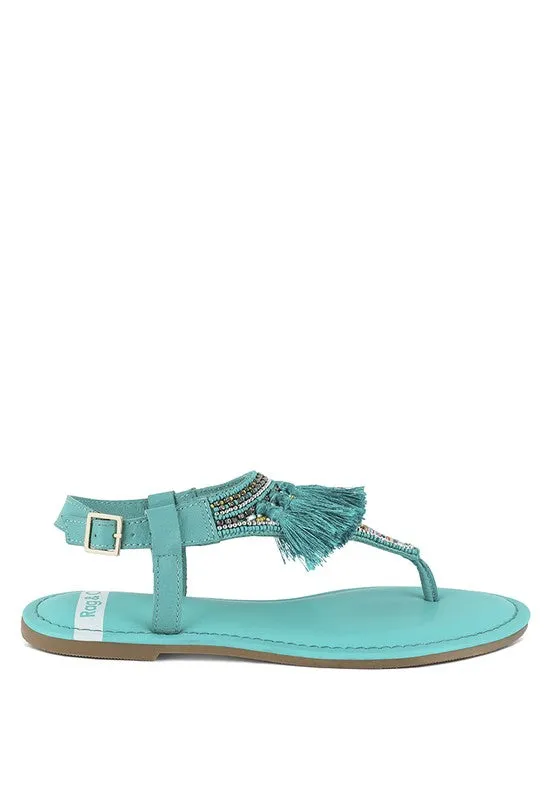 Risha Genuine Leather Tassel Sandals