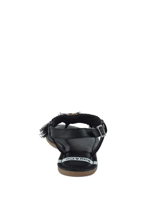 Risha Genuine Leather Tassel Sandals