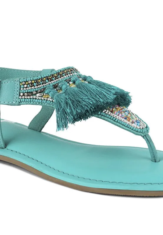 Risha Genuine Leather Tassel Sandals