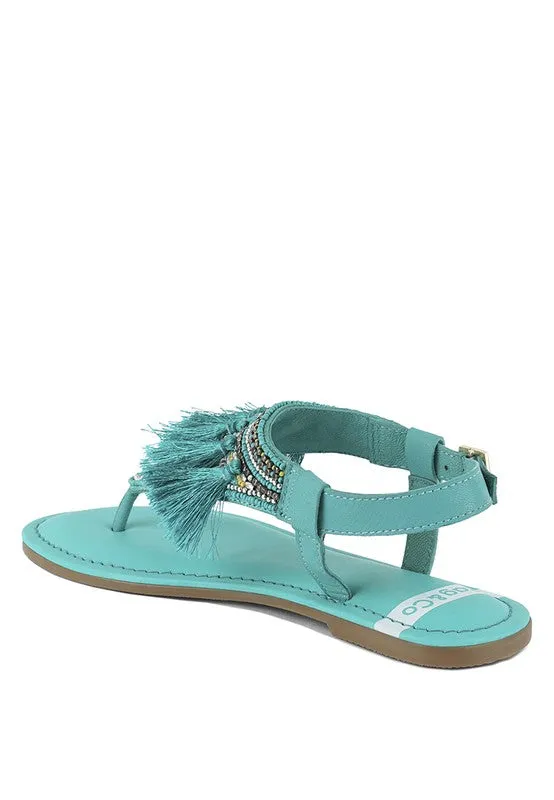 Risha Genuine Leather Tassel Sandals