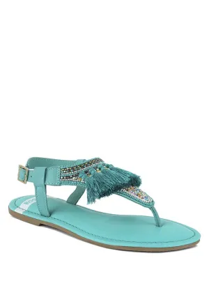 Risha Genuine Leather Tassel Sandals
