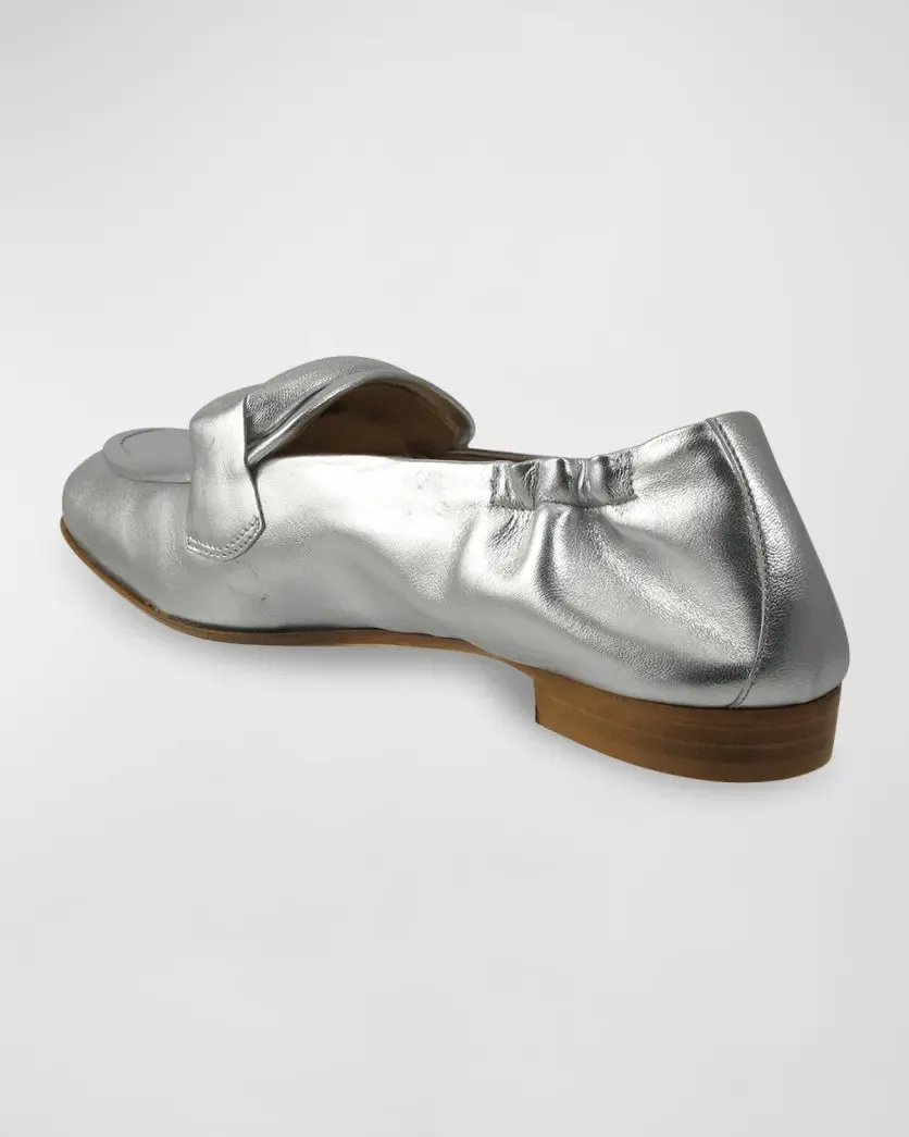 Ron White - Fibi Metallic Leather Flat Loafer - Silver