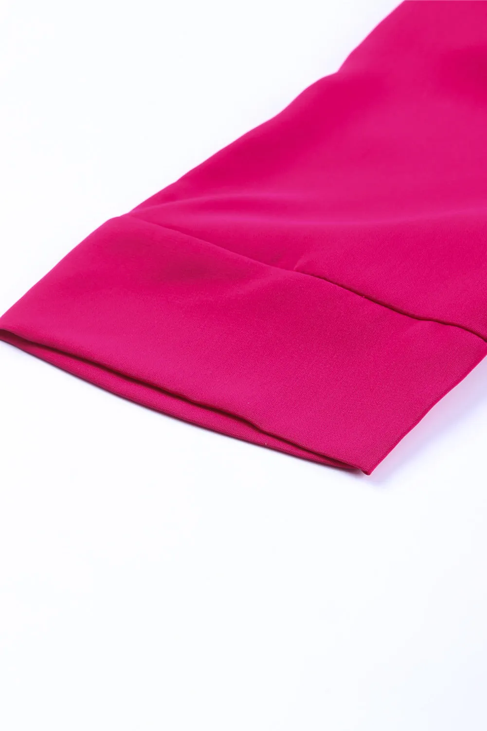 Rose Asymmetric Puff Sleeve Wrapped Hem Short Dress with Belt