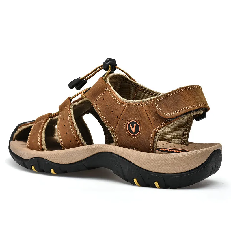 Sandals Men's Trendy Leather Toe Slippers Outdoor Sports Casual Shoes