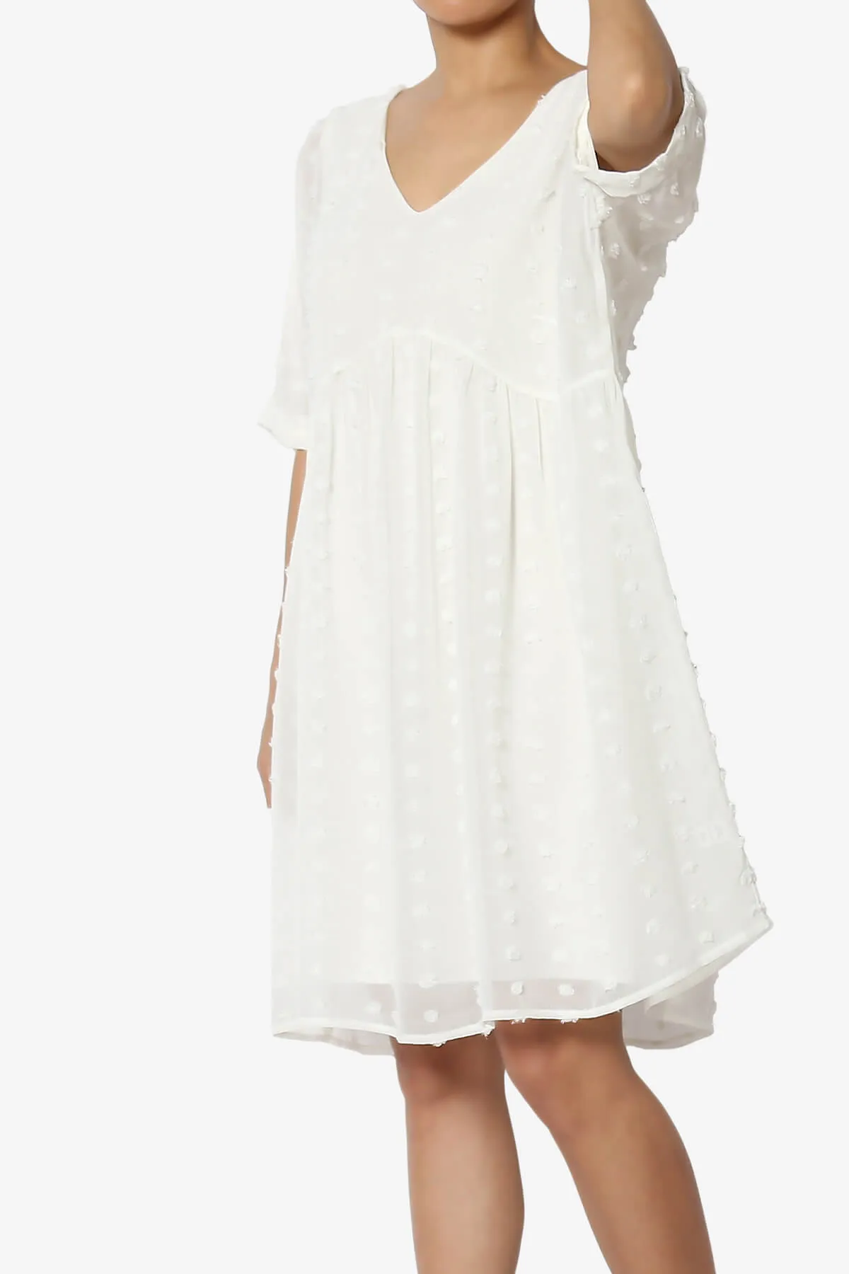 Sandra Swiss Dot Short Sleeve Babydoll Dress
