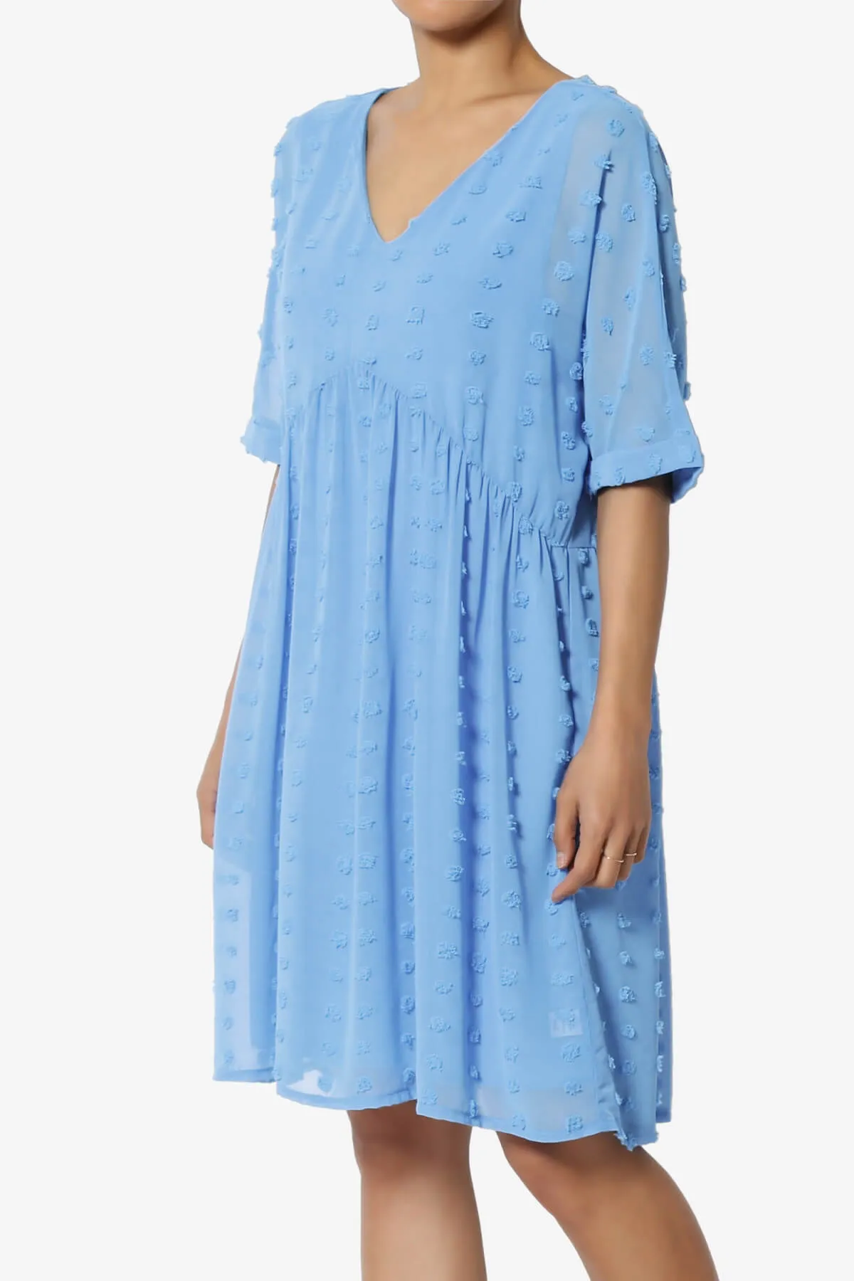 Sandra Swiss Dot Short Sleeve Babydoll Dress