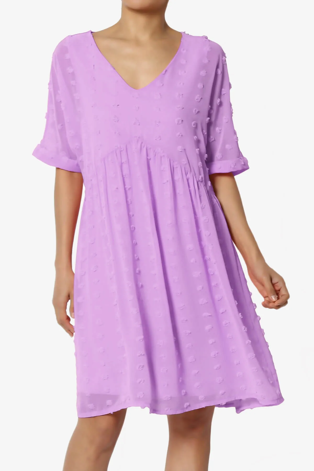 Sandra Swiss Dot Short Sleeve Babydoll Dress