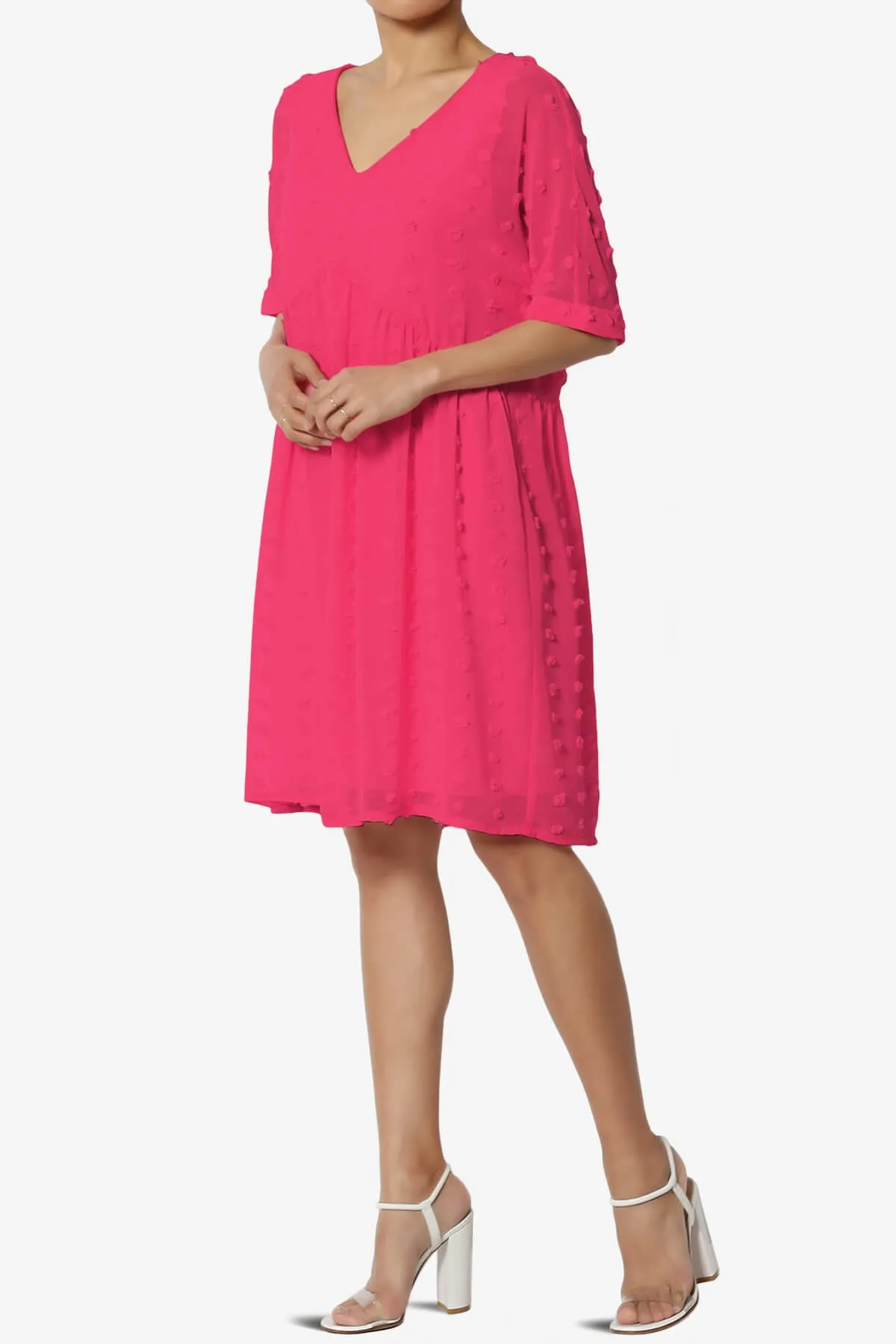 Sandra Swiss Dot Short Sleeve Babydoll Dress