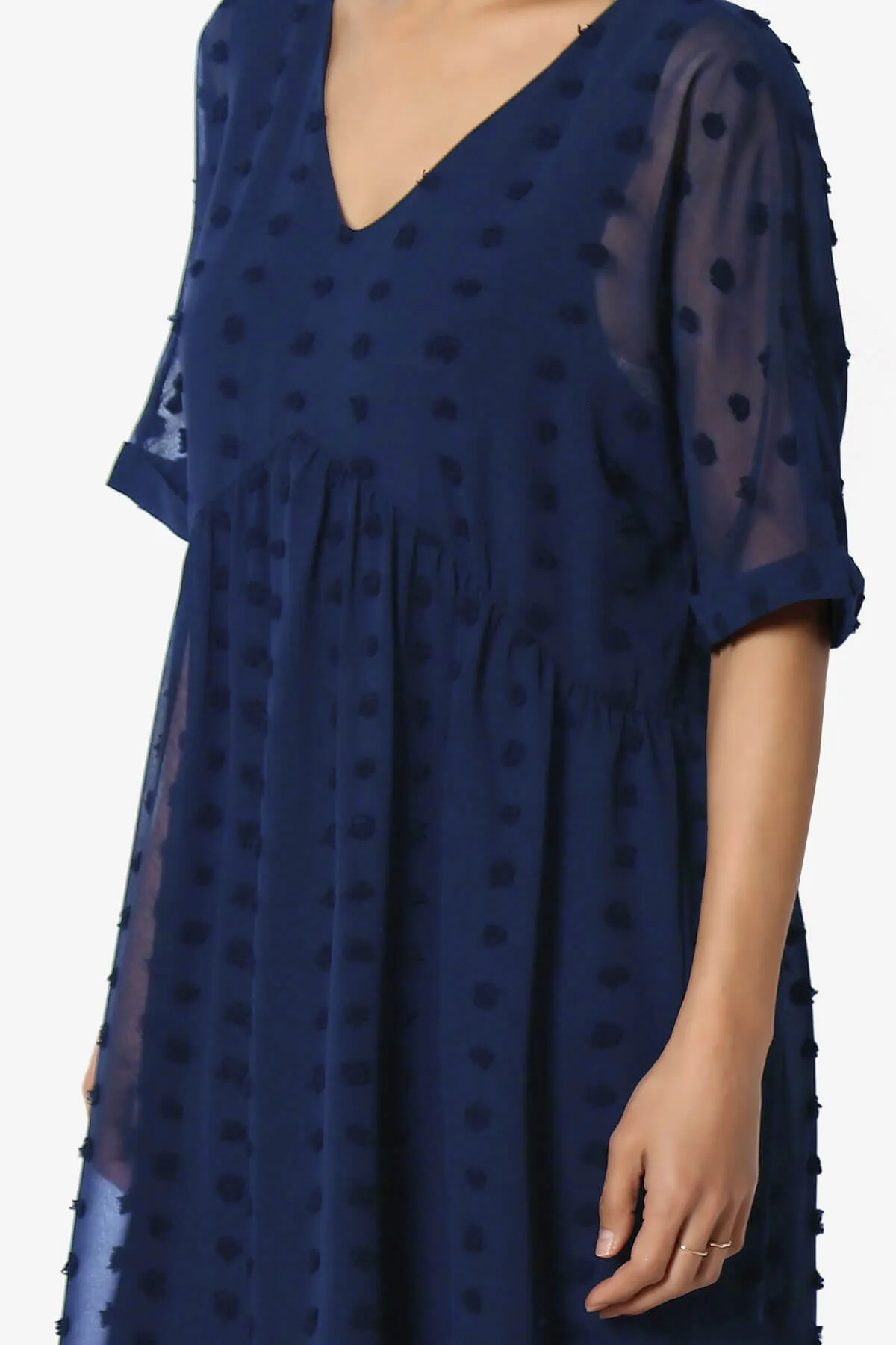 Sandra Swiss Dot Short Sleeve Babydoll Dress