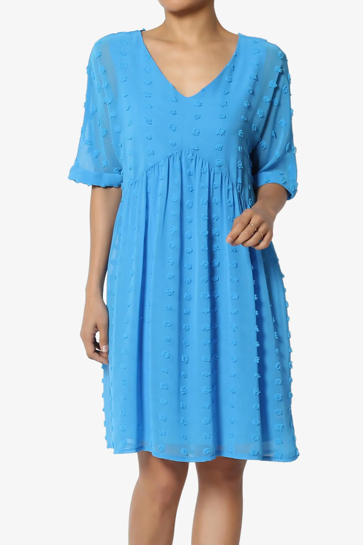 Sandra Swiss Dot Short Sleeve Babydoll Dress