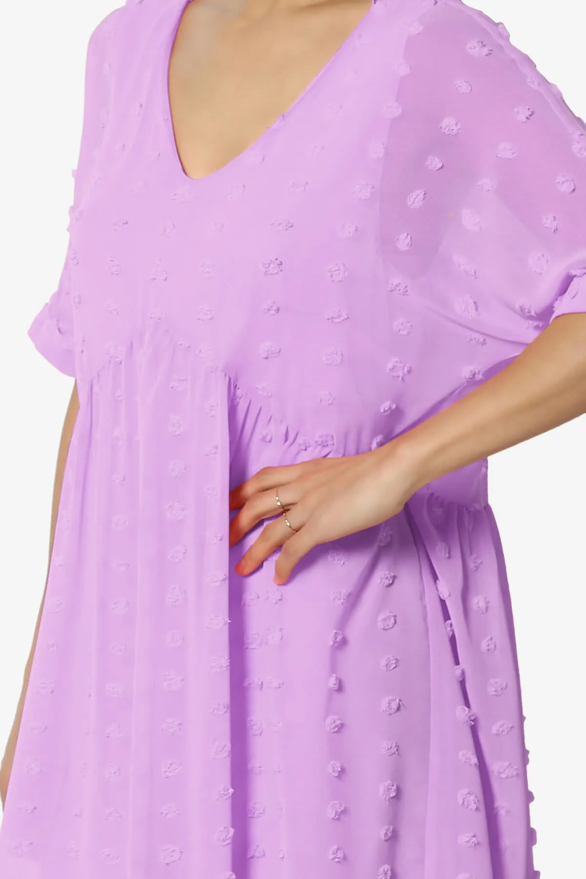 Sandra Swiss Dot Short Sleeve Babydoll Dress
