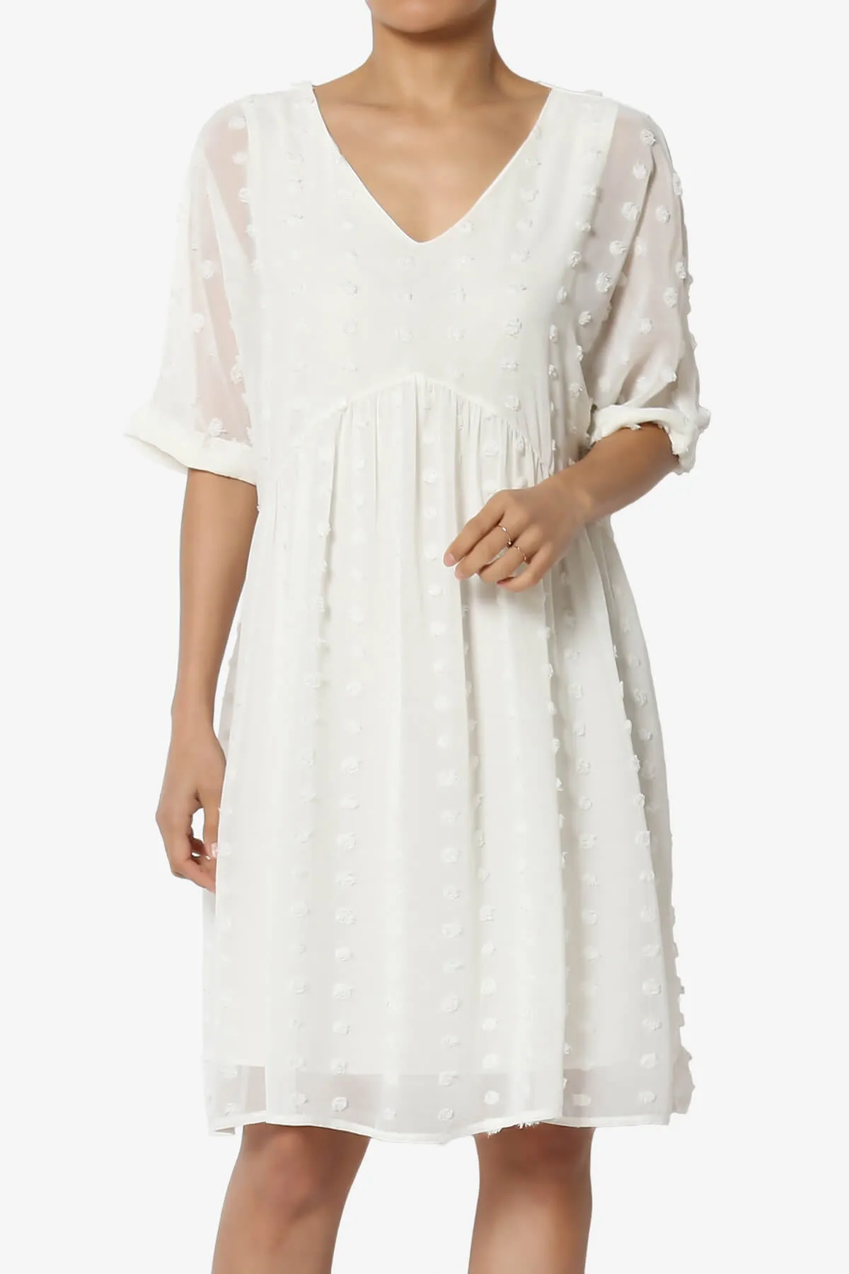 Sandra Swiss Dot Short Sleeve Babydoll Dress