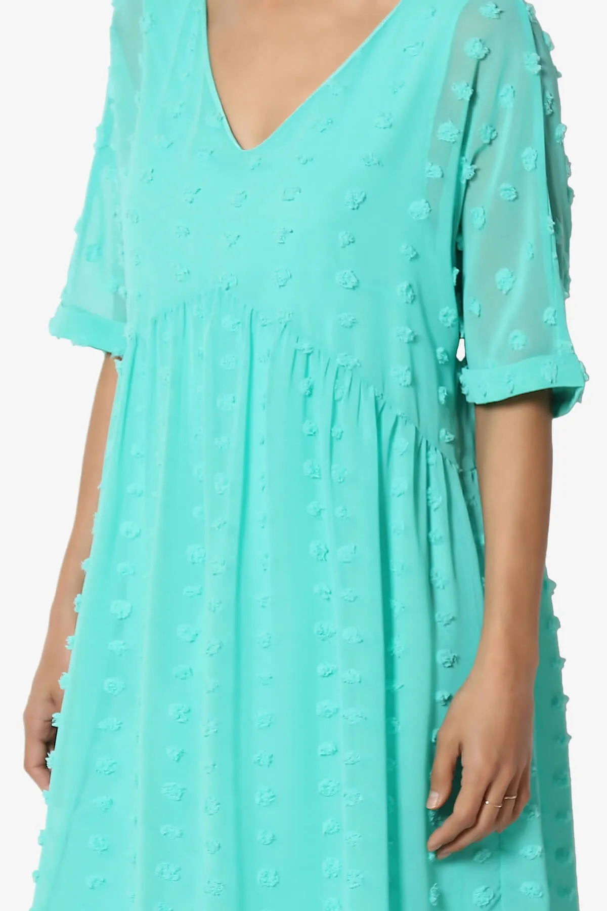 Sandra Swiss Dot Short Sleeve Babydoll Dress