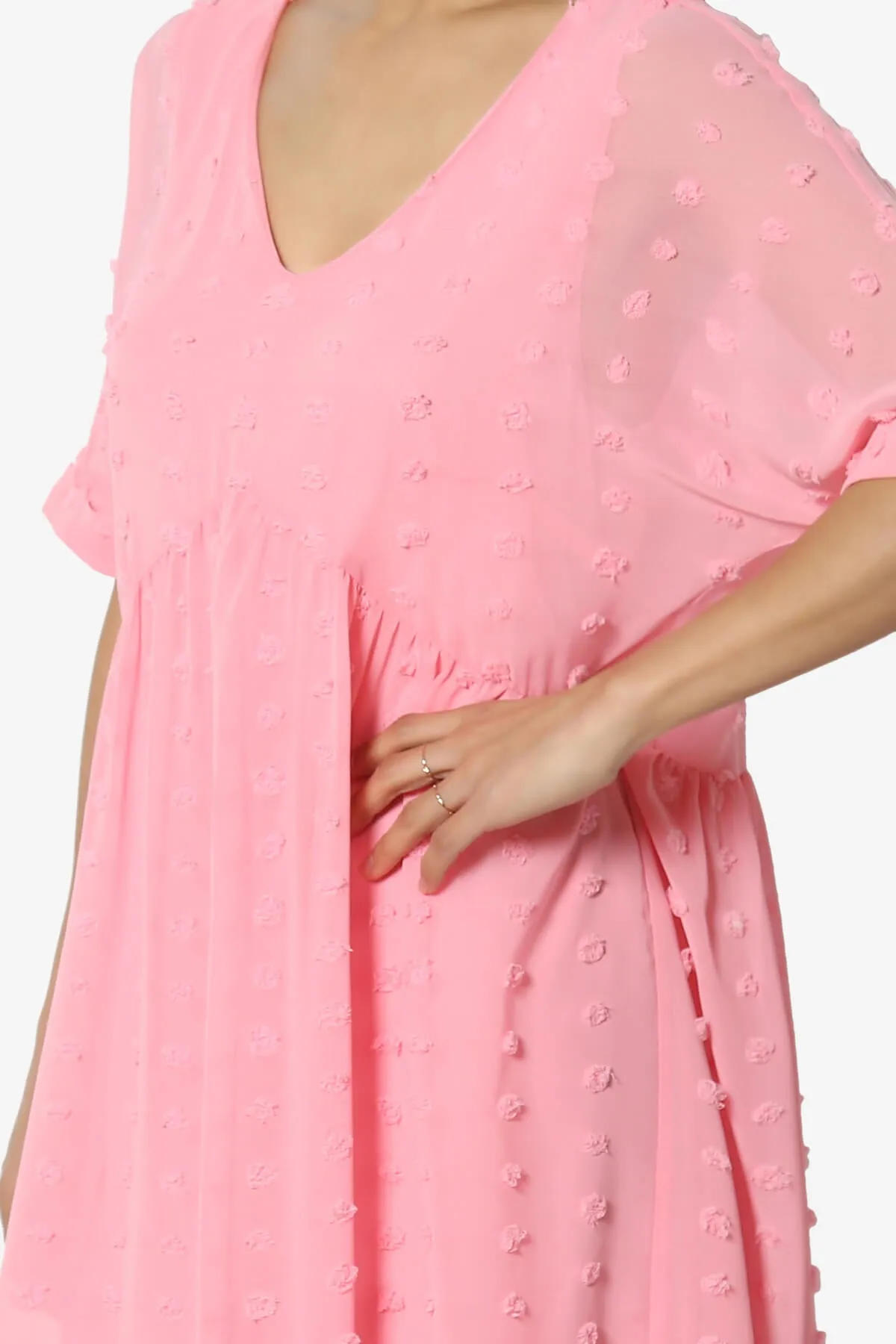 Sandra Swiss Dot Short Sleeve Babydoll Dress