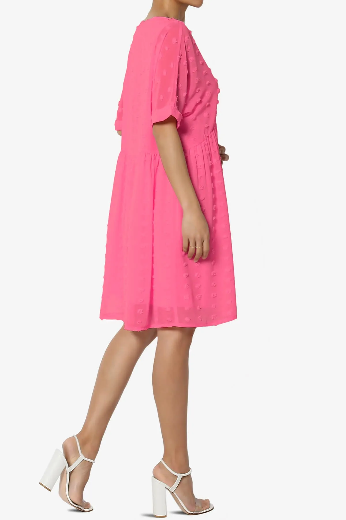 Sandra Swiss Dot Short Sleeve Babydoll Dress