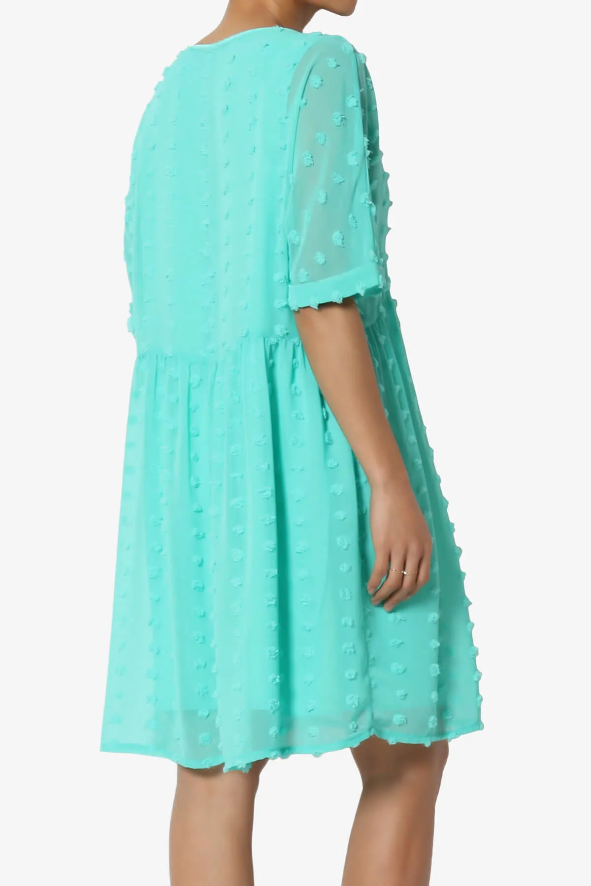 Sandra Swiss Dot Short Sleeve Babydoll Dress