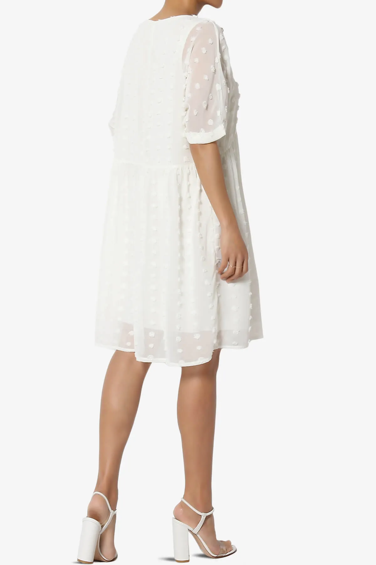 Sandra Swiss Dot Short Sleeve Babydoll Dress