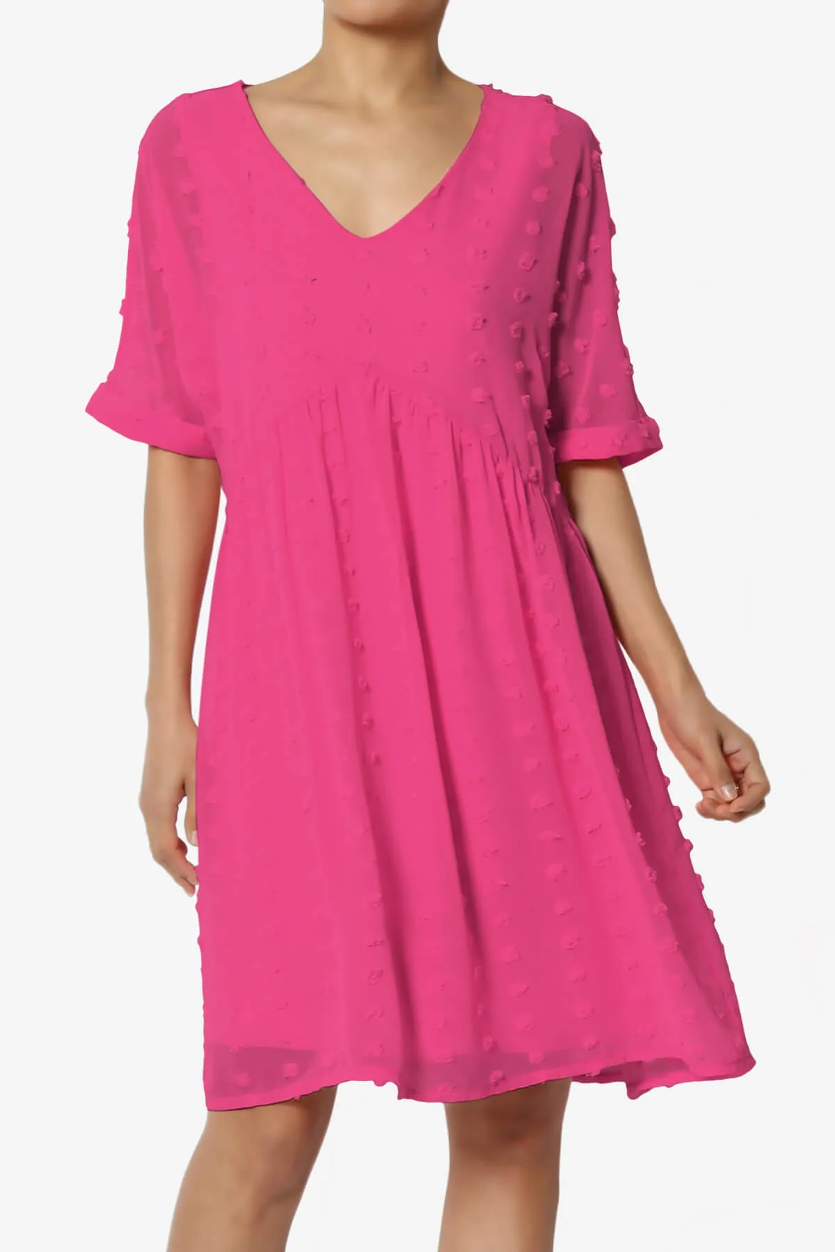 Sandra Swiss Dot Short Sleeve Babydoll Dress